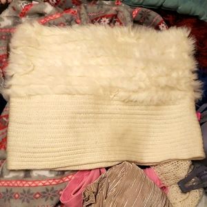 Rabbit fur and wool scarf/rap